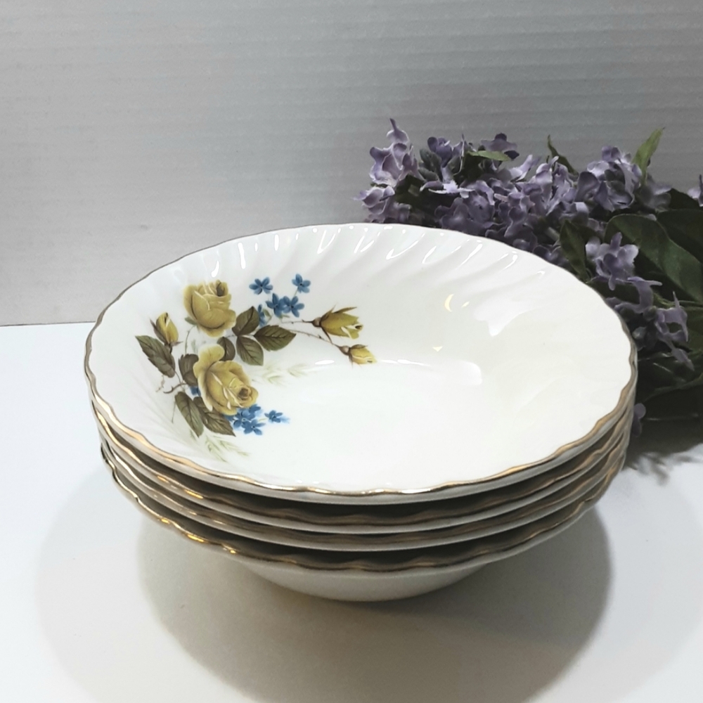 4 Ridgway Favourite Rose Soup Bowls Vintage Ironstone Dishes England Cottagecore
